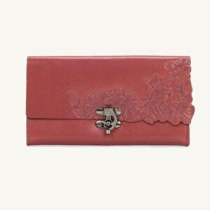 Patricia Nash Terresa Leather Wallet Hand Cut Tooled RFID Pink